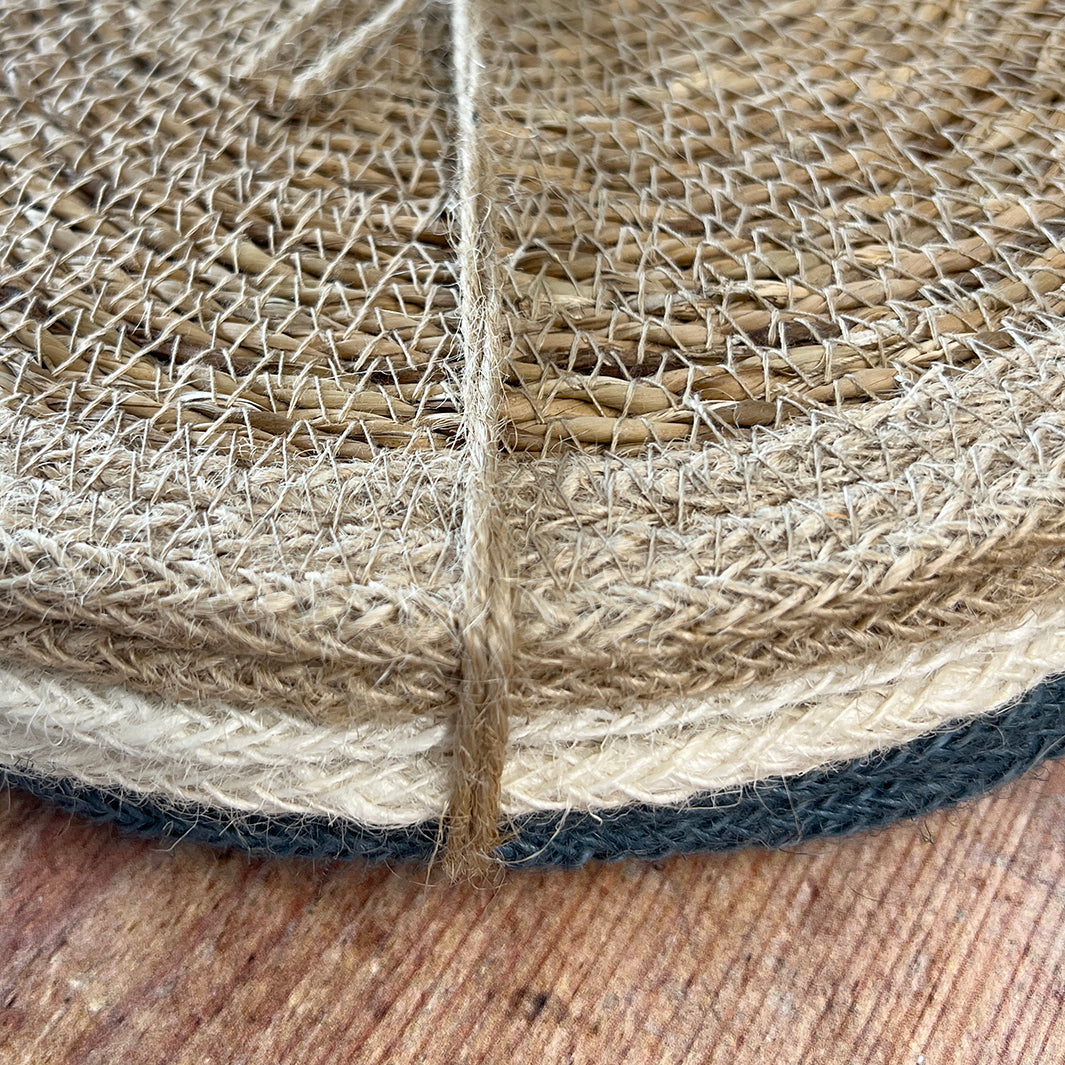 Set of 6 Seagrass & Jute Coasters - Naturals