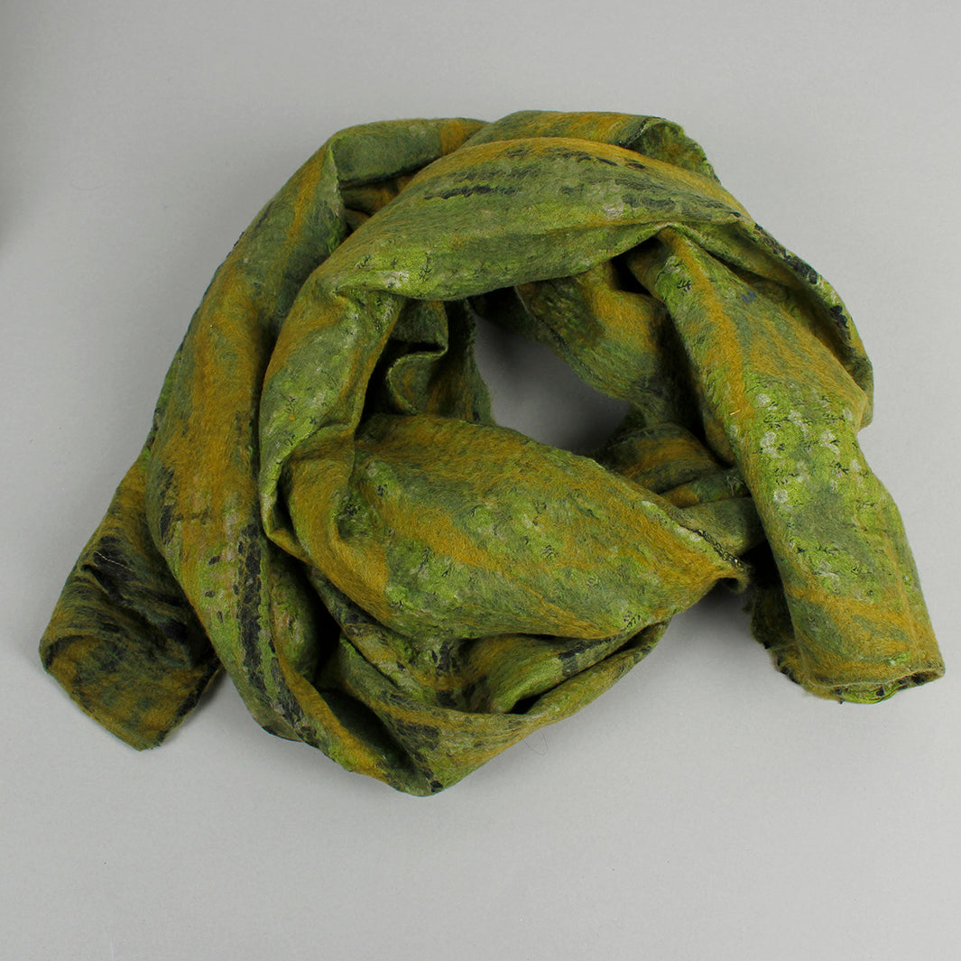 Yamala Felted Silk Scarf - Olive/Green