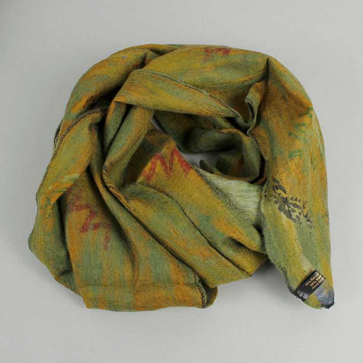 Yamala Felted Silk Scarf - Olive/Green