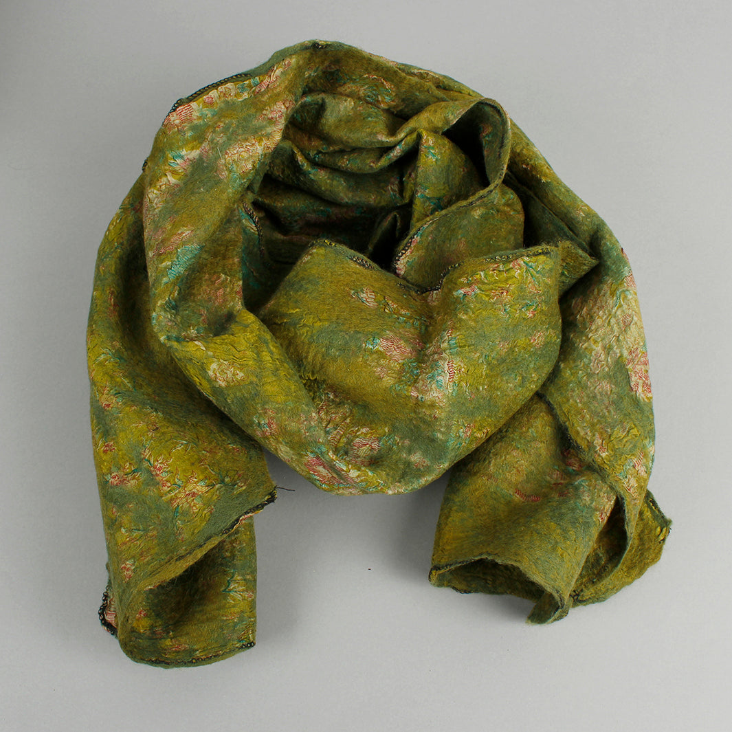 Yamala Felted Silk Scarf - Olive/Green