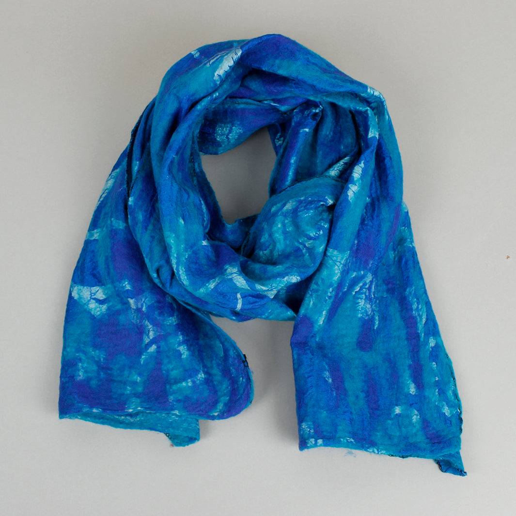 Yamala Felted Silk Scarf - Turquoise/Azure Blue