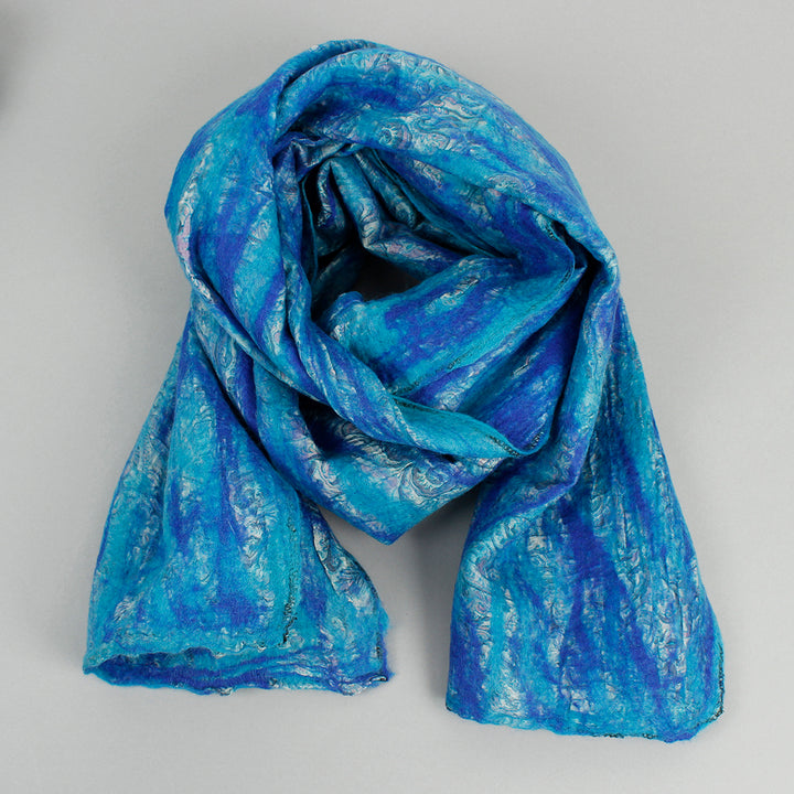 Yamala Felted Silk Scarf - Turquoise/Azure Blue