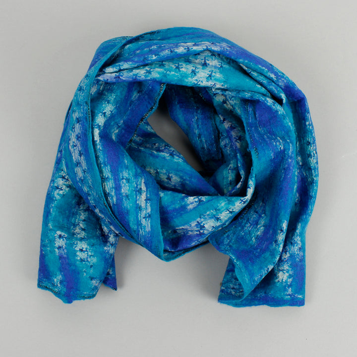 Yamala Felted Silk Scarf - Turquoise/Azure Blue