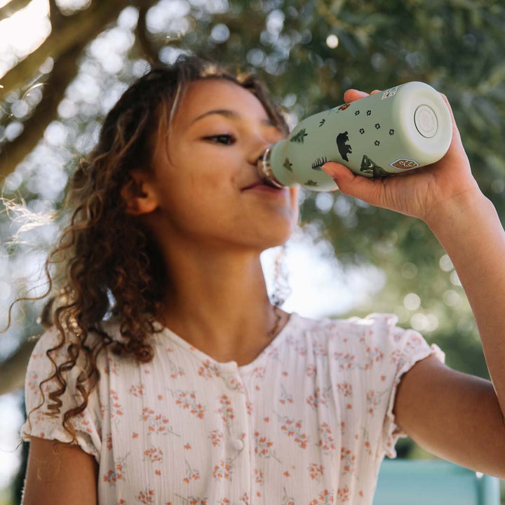 350ml Insulated Stainless Steel Kids Bottle - The Yosemite Collection - Green Tulip