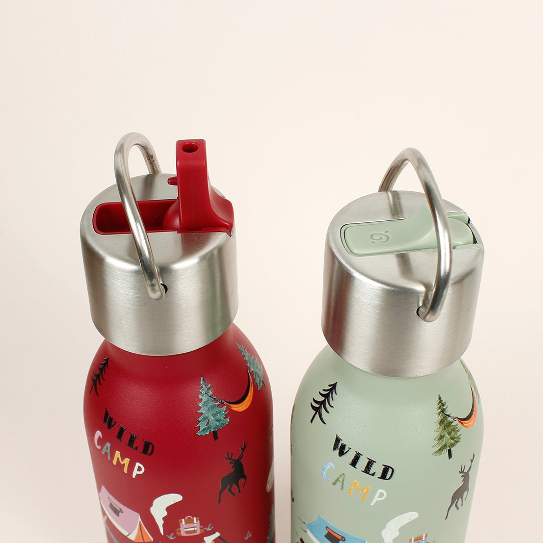 350ml Insulated Stainless Steel Kids Bottle with Sports Lid - The Yosemite Collection - Green Tulip