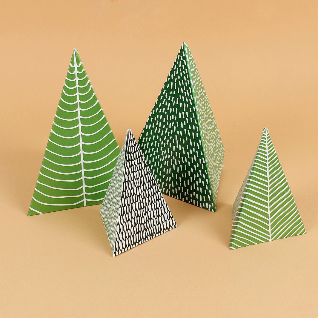 3D Christmas Tree Cards - Pack of 4 - Green Tulip