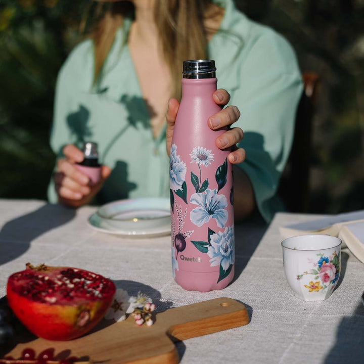 500ml Insulated Stainless Steel Bottle - The Bouquet Collection - Green Tulip