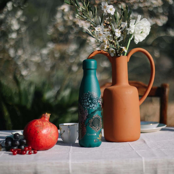 500ml Insulated Stainless Steel Bottle - The Bouquet Collection - Green Tulip