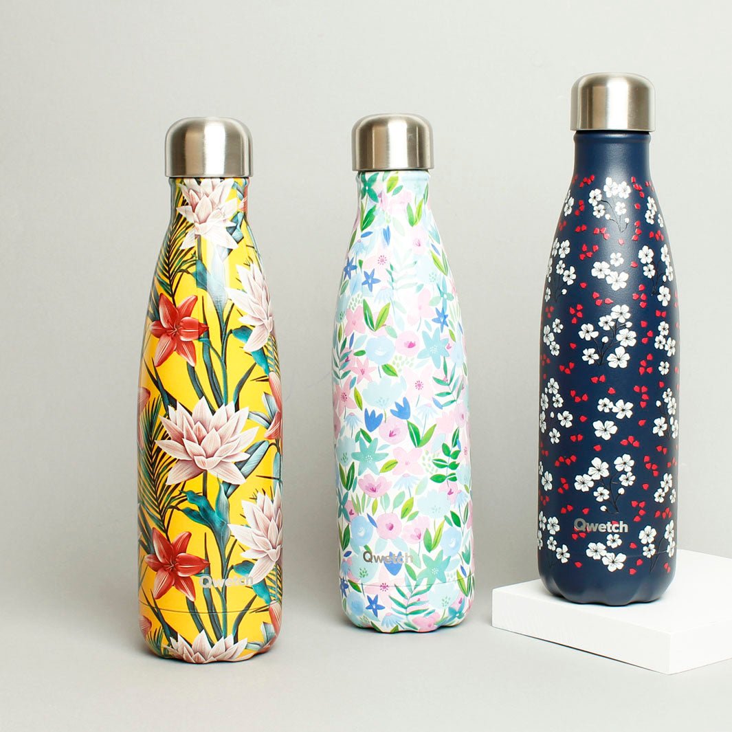 500ml Insulated Stainless Steel Bottle - The Floral Collection - Green Tulip