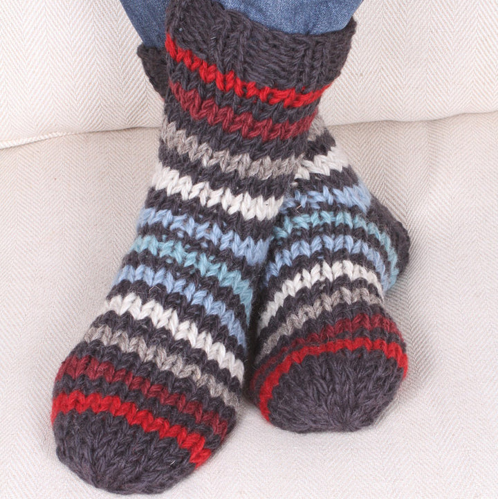 Clifden Navy Stripe Sofa Socks - Shoe Size 7-11