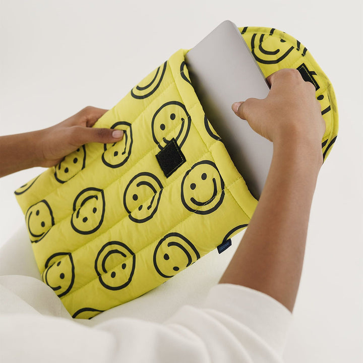 Puffy Laptop Sleeve 13/14" - Yellow Happy