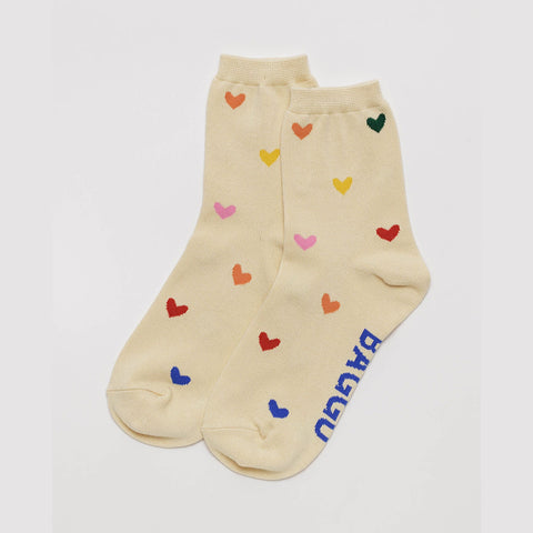 Crew Socks Size 4-9 - Hearts