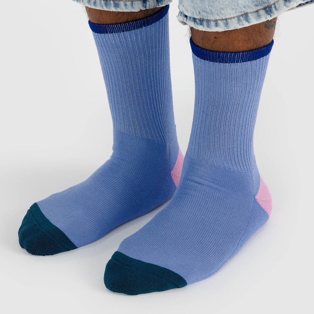 Ribbed Socks Size 4-7 - Cornflower Mix