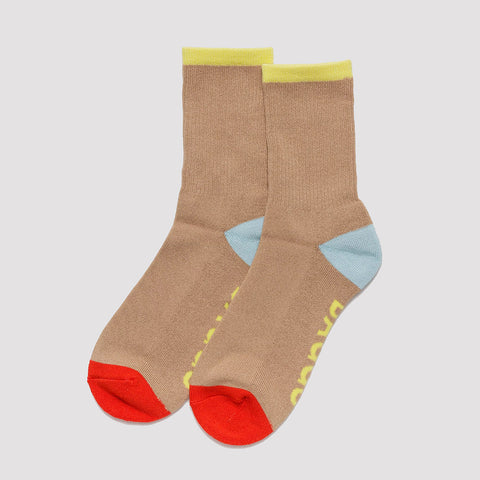 Ribbed Socks Size 4-7 - Beige Mix