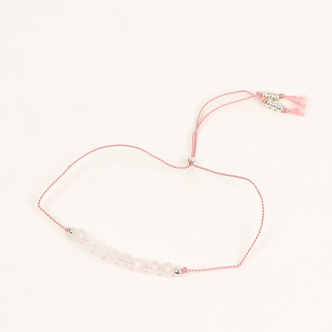 Rose Quartz Tie-On Crystal Bracelet