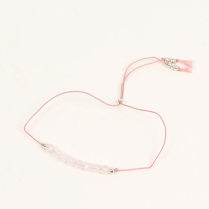 Rose Quartz Tie-On Crystal Bracelet