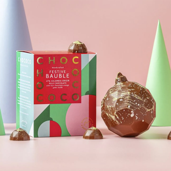 Columbia Milk Chocolate Bauble with Orange Gems