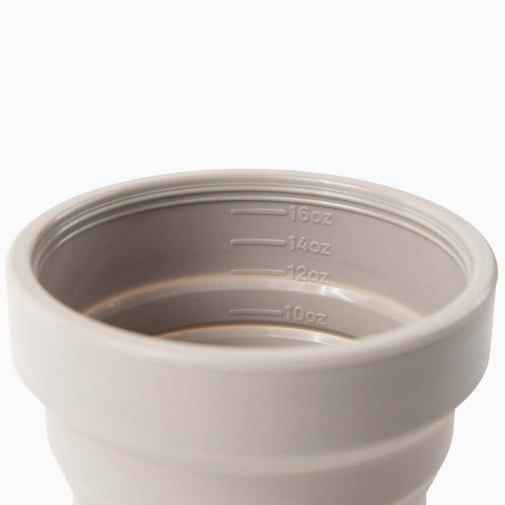 Collapsible Silicone Cup with Straw - 20oz - Warm Grey