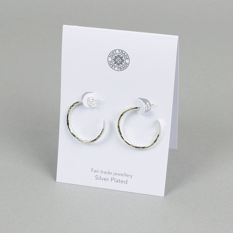 Silver Plated Hoop Earrings - Medium