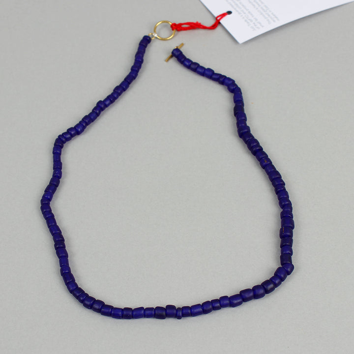 Egyptian Recycled Glass Single Necklace - Blue