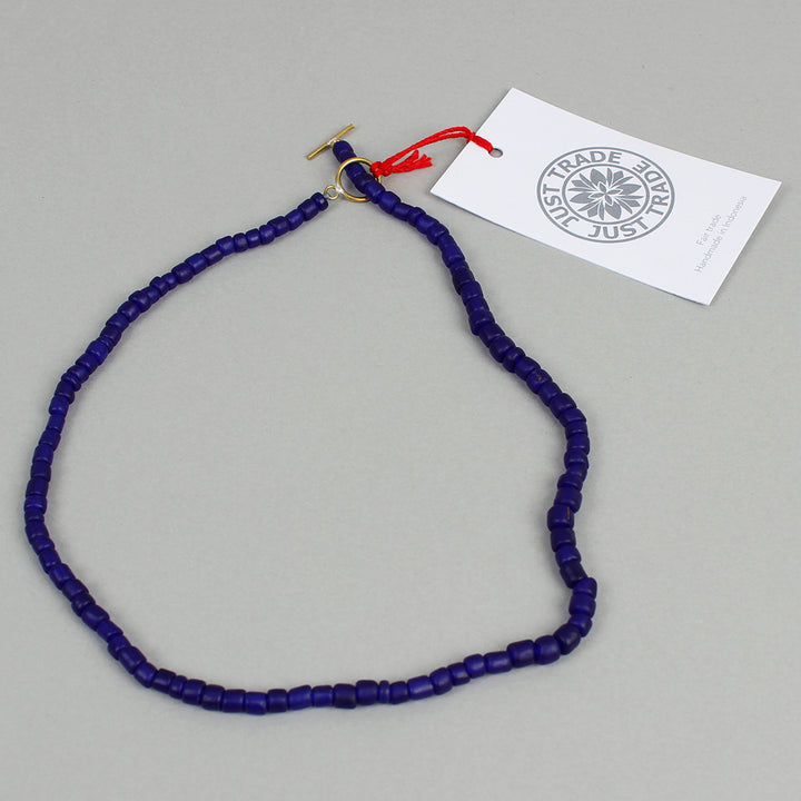 Egyptian Recycled Glass Single Necklace - Blue