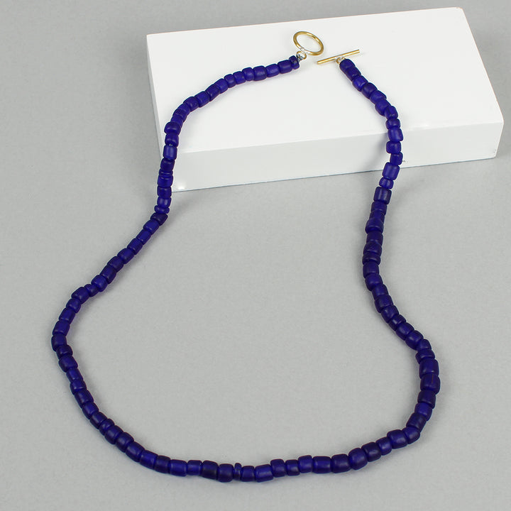 Egyptian Recycled Glass Single Necklace - Blue