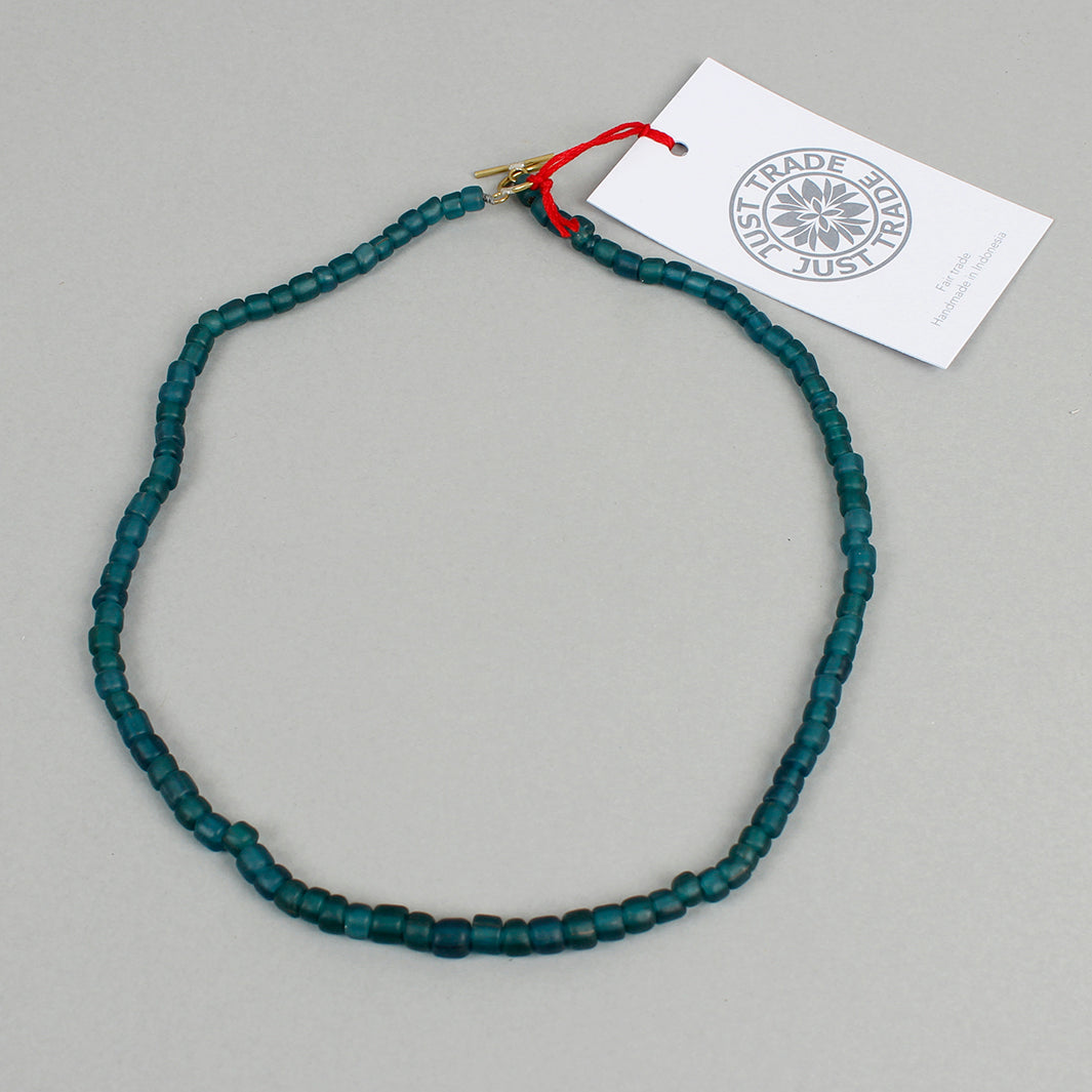 Egyptian Recycled Glass Single Necklace - Teal