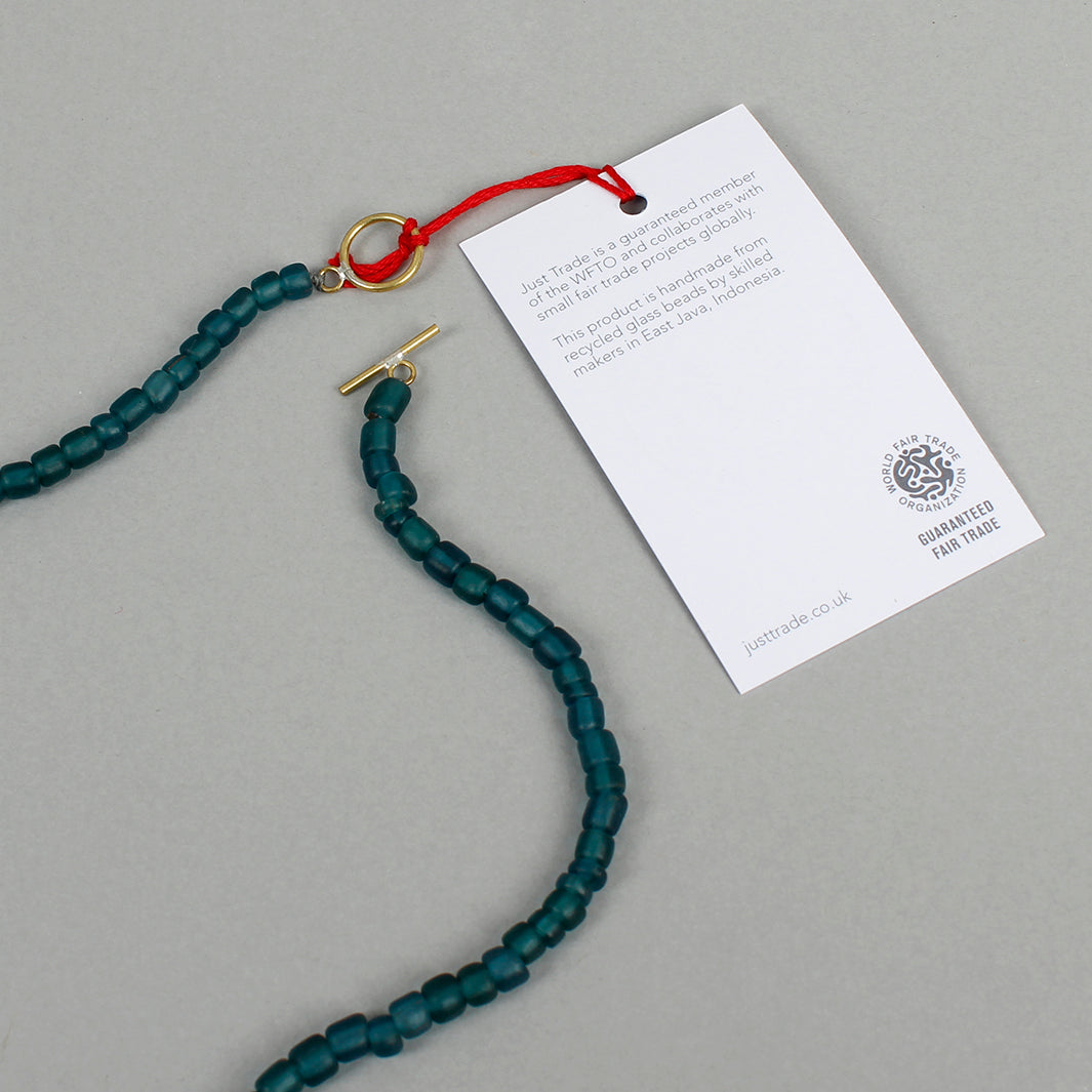 Egyptian Recycled Glass Single Necklace - Teal