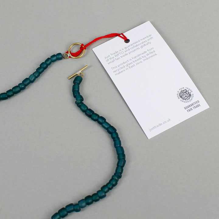 Egyptian Recycled Glass Single Necklace - Teal