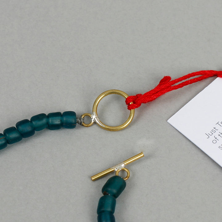 Egyptian Recycled Glass Single Necklace - Teal