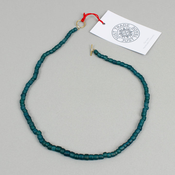 Egyptian Recycled Glass Single Necklace - Teal