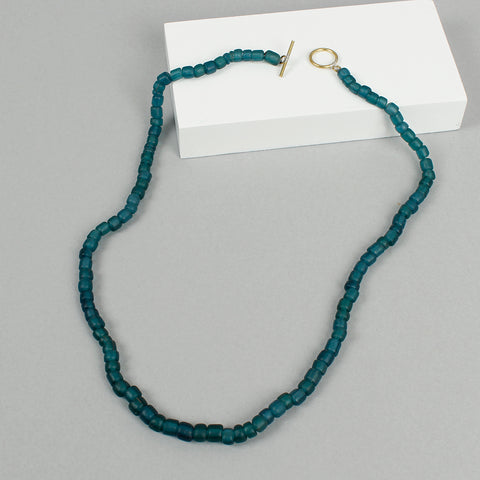 Egyptian Recycled Glass Single Necklace - Teal