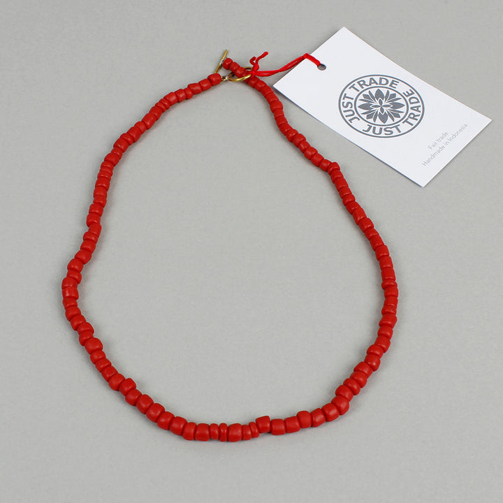 Egyptian Recycled Glass Single Necklace - Red