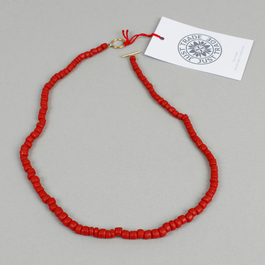 Egyptian Recycled Glass Single Necklace - Red