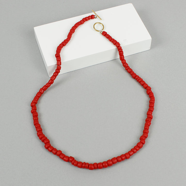 Egyptian Recycled Glass Single Necklace - Red