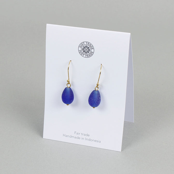 Egyptian Recycled Glass Earrings - Blue