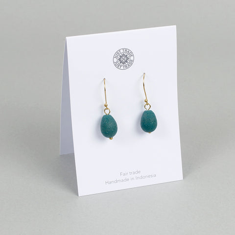 Egyptian Recycled Glass Earrings - Teal