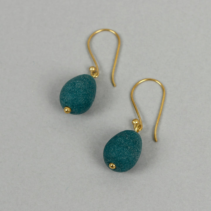 Egyptian Recycled Glass Earrings - Teal