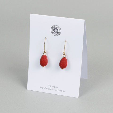 Egyptian Recycled Glass Earrings - Red