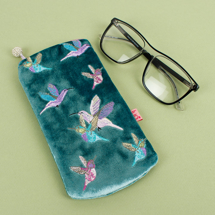 Velvet Embroidered Glasses Purse