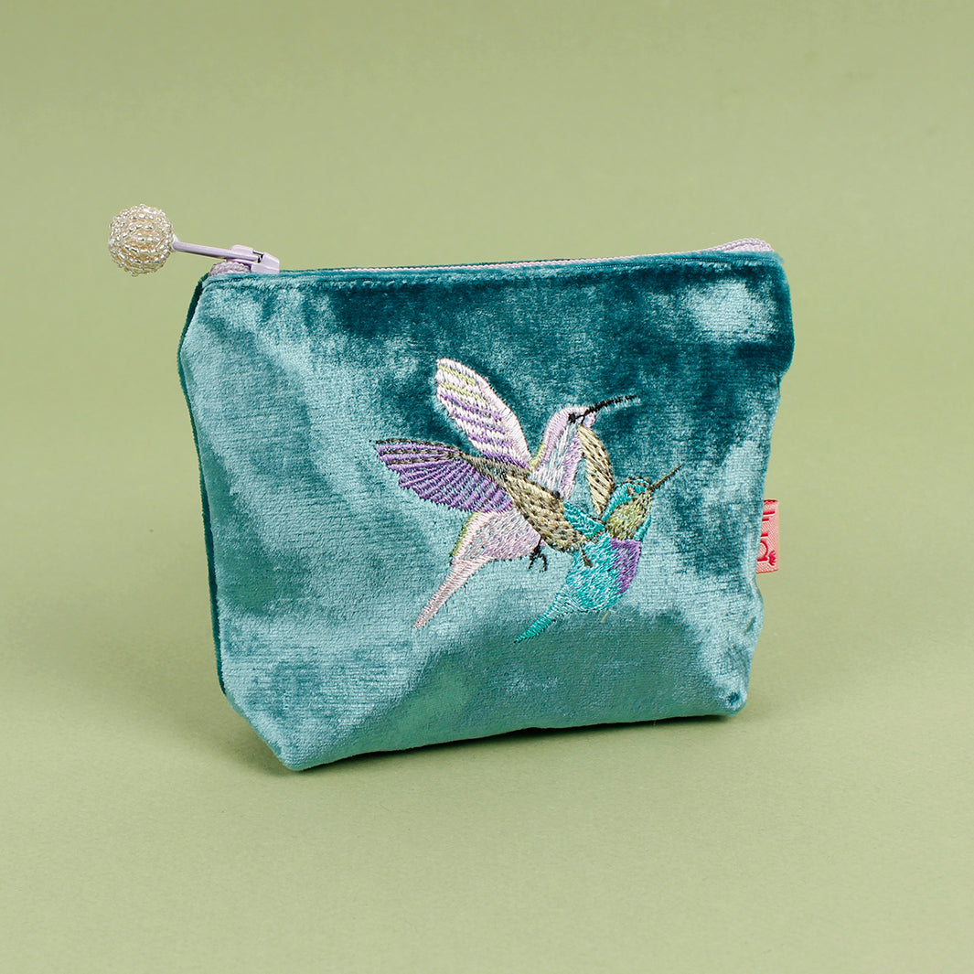 Velvet Embroidered Mini Purse