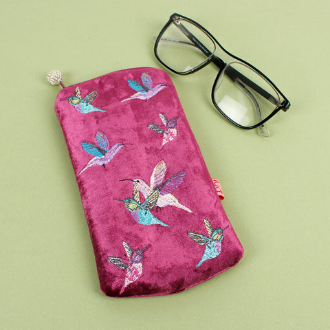 Velvet Embroidered Glasses Purse