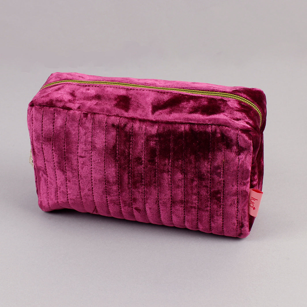 Quilted Velvet Cosmetic Bag