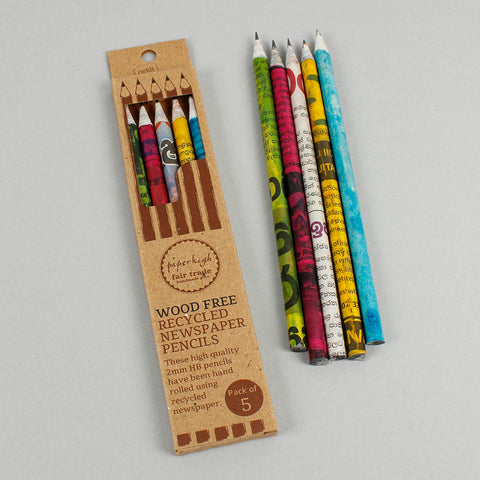 Recycled Newspaper Pencils - Pack 5