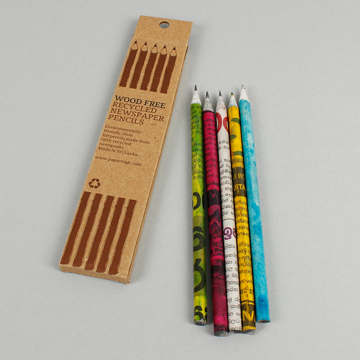 Recycled Newspaper Pencils - Pack 5