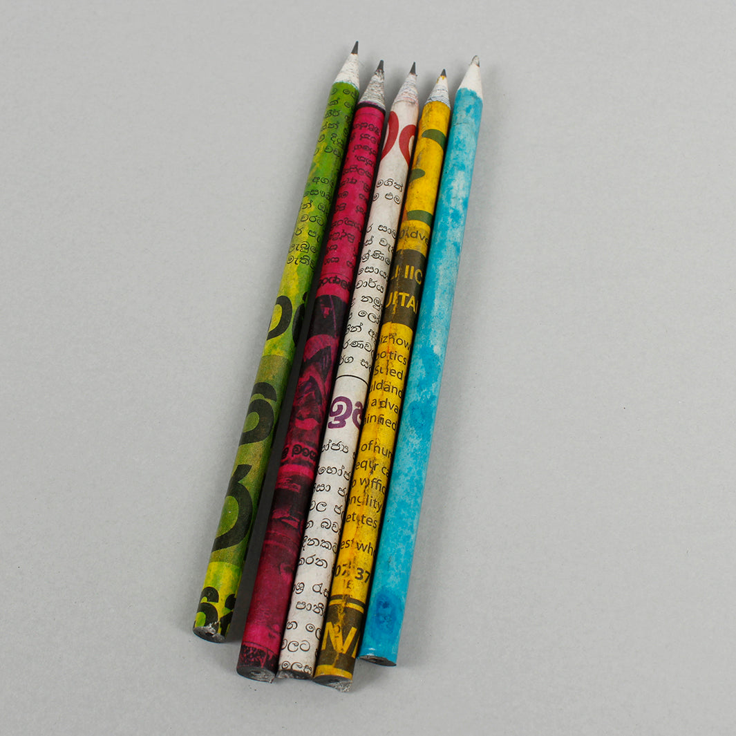 Recycled Newspaper Pencils - Pack 5