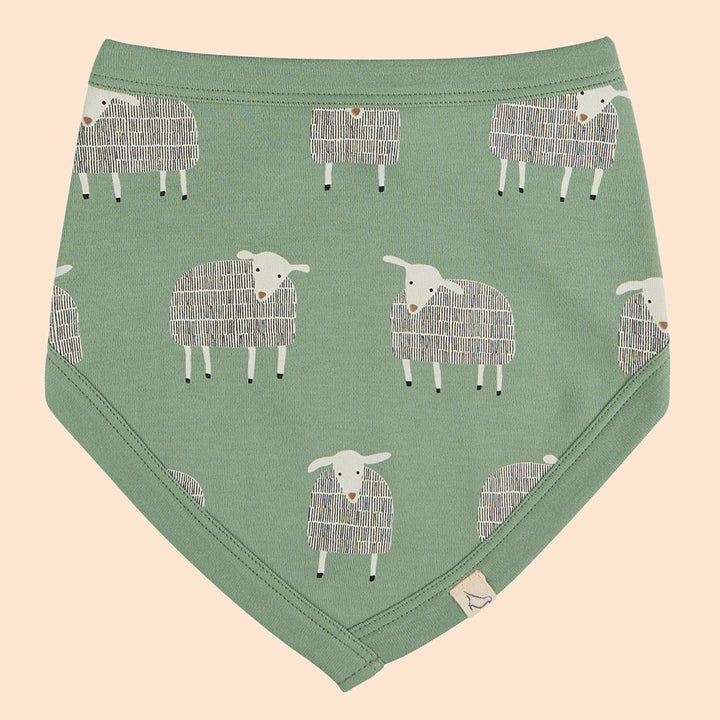 Sheep Reversible Bandana Bib - Basil