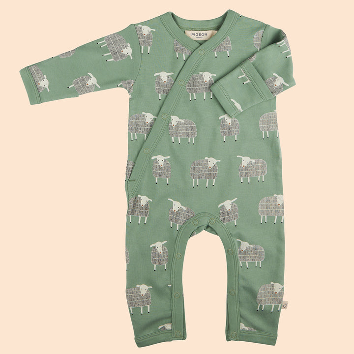 Sheep Kimono Romper - Basil