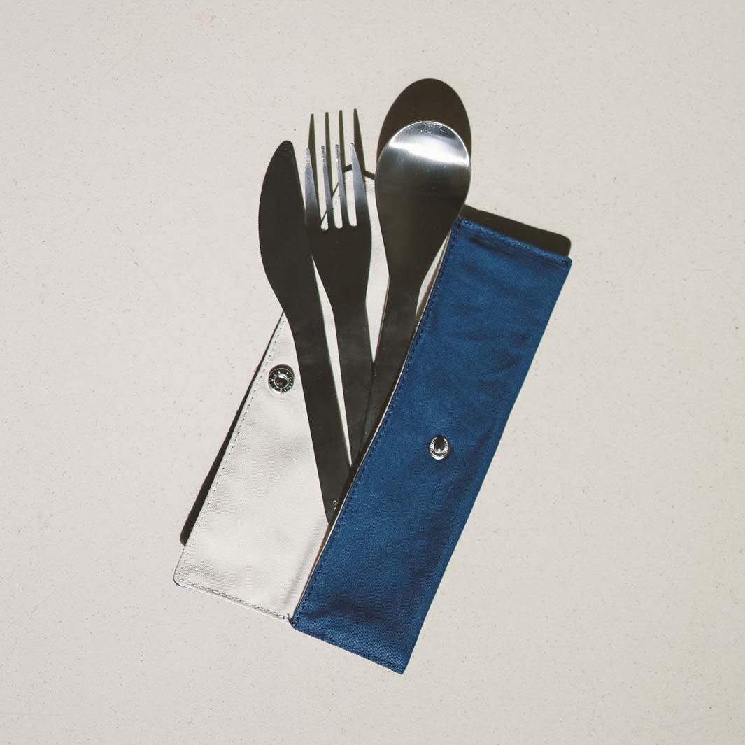 Stainless Steel Cutlery Set In Organic Cotton Pouch