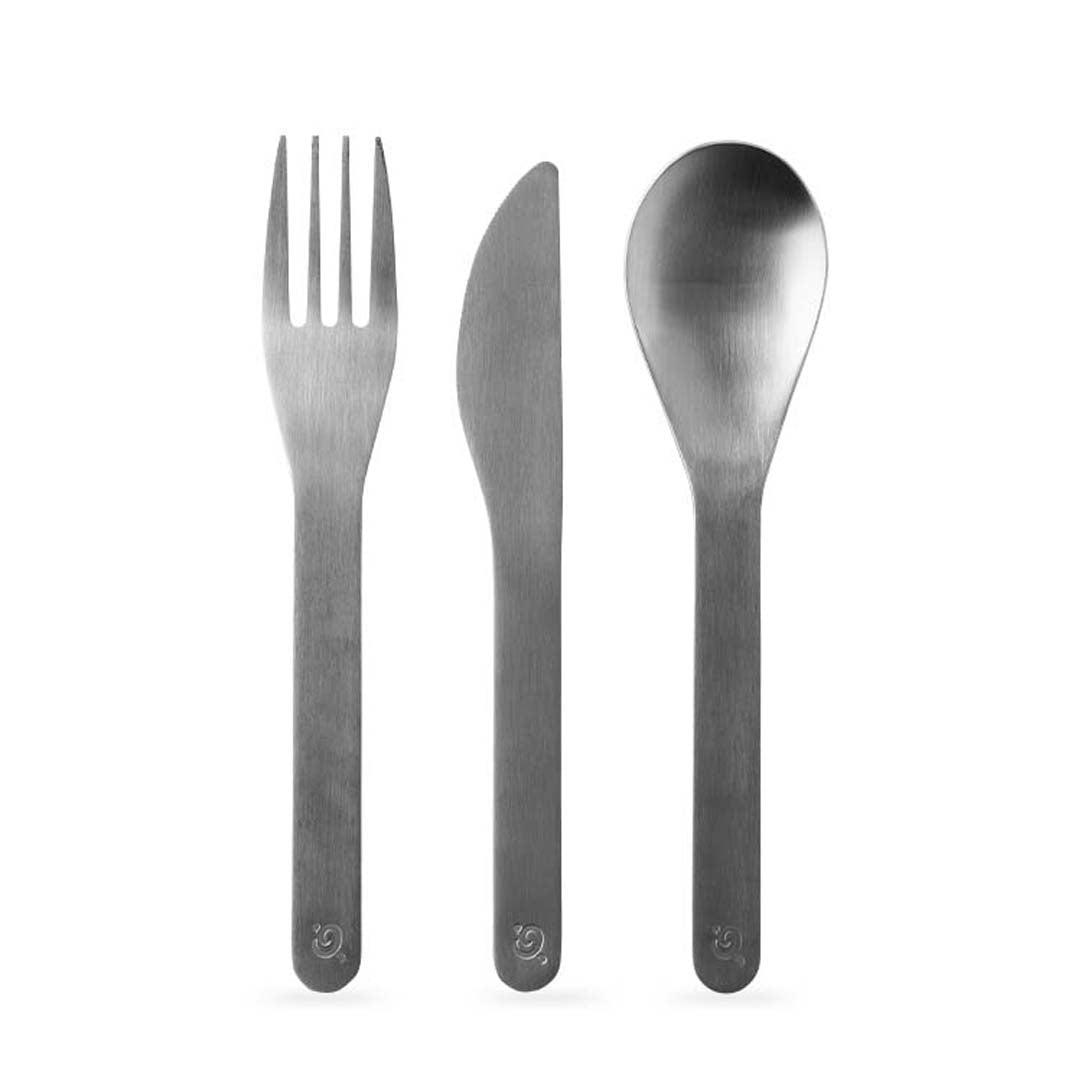 Stainless Steel Cutlery Set In Organic Cotton Pouch